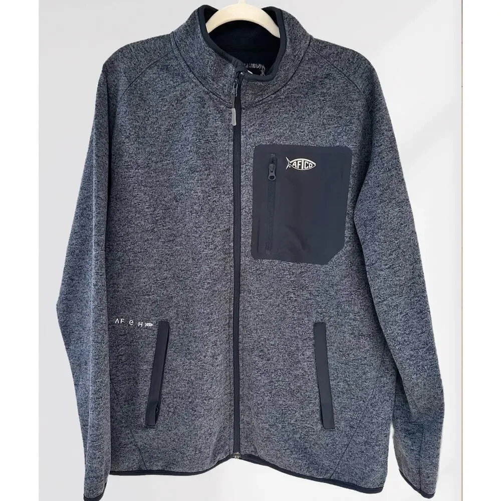 AFTCO Men’s Weatherproof Fleece Fishing Jacket in Navy, Size L